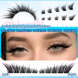 PHKERATA Manga Lash Clusters Kit Wispy Eyelash Clusters Extension Kit Natural Fairy Lash Extension Kit Anime Individual Lashes Cluster DIY Lashes Kit with Lash Bond and Seal and Tweezer