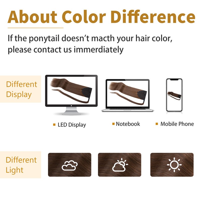 SEGO Ponytail Hair Piece, Extension Clip in Real Remy Hair