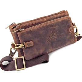 Fa.Volmer ® Bum Bag / Belt Bag / Waist Bag in Real Leather for Men and Women | Black or Brown | Adjustable Strap up to 118 cm, Brown M2