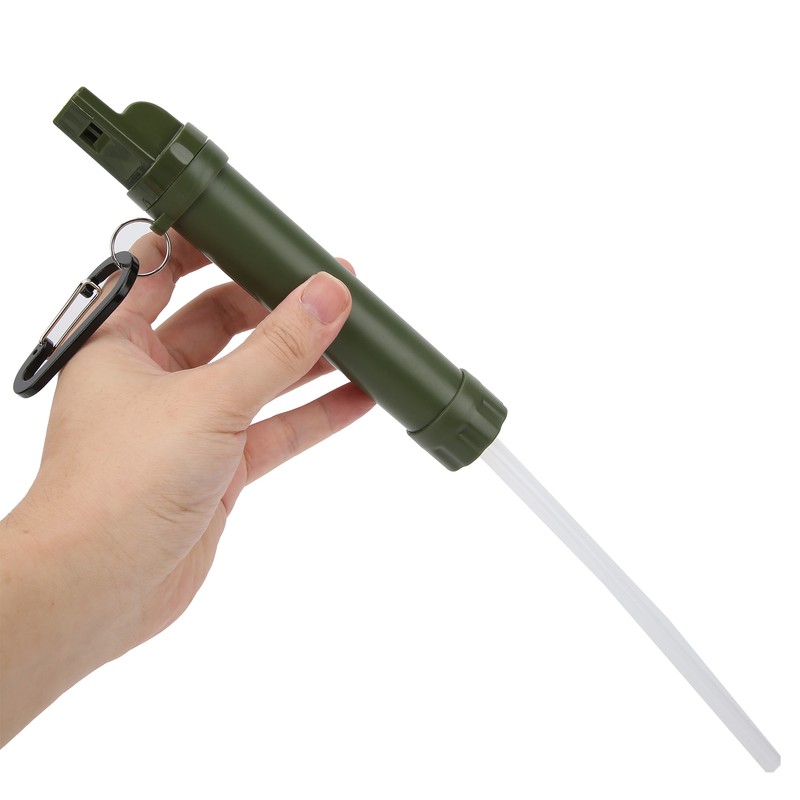 Outdoor Water Filter Straw Water Purifier with Compass Whistle Carabiner