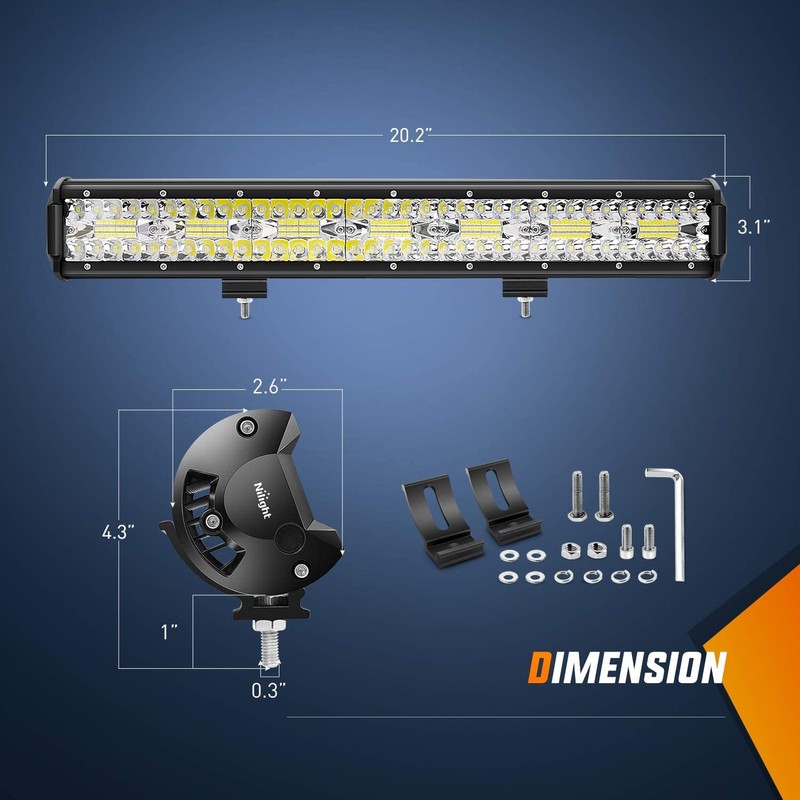 Nilight 20Inch 420W Triple Row Flood Spot Combo 42000LM Bar