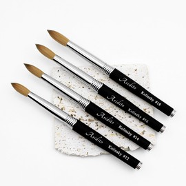 Aridito 100% pure Kolinsky Round Head Acrylic nail art brush black metal handle for Professional Manicure DIY Home Salon（#12#14#16#18） (#12)