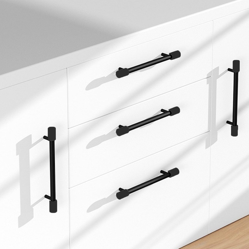 UtySty 8 Pack Cabinet Pulls Matte Black End Caps Baby