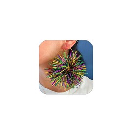 Mardi Gras Earrings for Women Carnival Festival Dangle Earrings Colorful Shiny Fireworks Earrings Mardi Gras Mask Feather Drop Earring Holiday Earring Jewelry (Fireworks B)