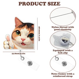 2Pcs Funny Badge Reels Decoration, Cute Cat Badge Reels Funny Badge Reels Retractable Badge Reel Name ID Holders Decor, Funny Cat Cute Badge Reels for Student Office Hospital Nurse Accessories