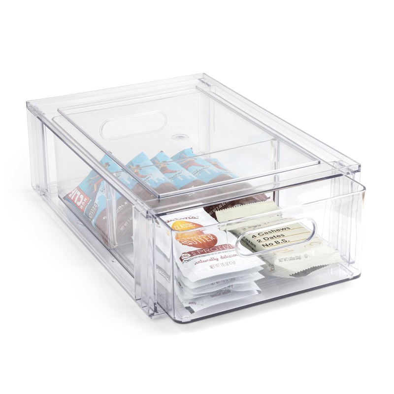 Smart Design Pull-Out Stackable Storage Bin with Removable Dividers -