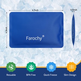 Farochy Reusable Ice Packs for Lunch Boxes - 2PCS Soft Ice Packs Freezer Packs for Cooler Gel Ice Packs, Keep Food Cold or Hot, Blue