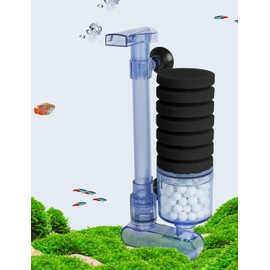 UPETTOOLS Aquarium Sponge Filter Ultra Quiet Aquarium Air Pump Bio Sponge Fish Tank Foam Filter Comes with 2 Sponges 2of Bio Ceramic Media Balls (Black Filter +2 Sponge + 2 Bio Balls)