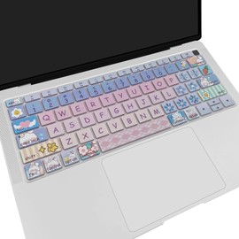 Cute Silicone Keyboard Cover for Apple MacBook Air 13.3"(Model: A1932, 2018 2019 Released) with Touch ID, Cute Bunny