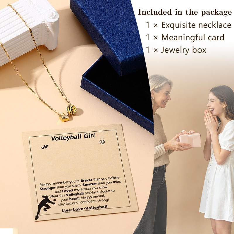 Alissl Volleyball Necklace for Women & Teens, Crown Ball Pendant