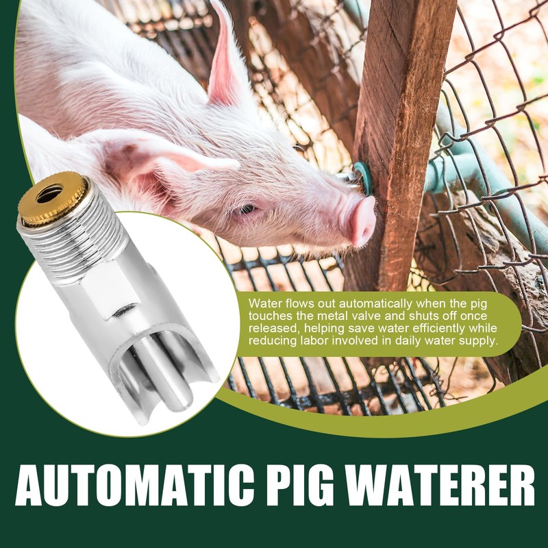FLKQC 20 Pack Pig Water Nipple, 1/2" NPT Stainless Steel