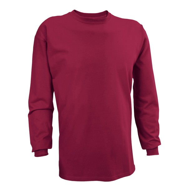 Russell Athletic Men's Basic Cotton Long Sleeve Tee, Cardinal, X-Large