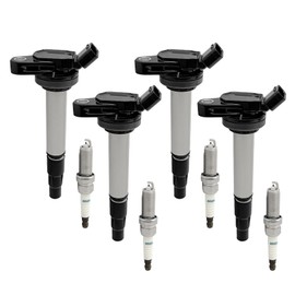 RBOKO 4pcs Ignition Coil Pack UF596 & Iridium Spark Plugs 93501 for Toyota CT200h, Corolla, Matrix, Prius, Lexus CT200h, Scion xD 1.8L L4, Replaces# 90919-02258