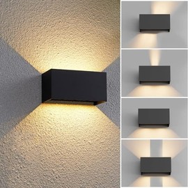 YICALE 12W LED Wandleuchte Innen/Außen,IP65 Wasserdichte Wandlampe Aluminium Außenleuchte Wand Ausenbeleutung Hauswand up and down Einstellbar Lichtstrahl für Gärten/Flure/Balkone