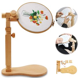guofa Cross Stitch Stand, Embroidery Stand for Table, Embroidery Hoop Stand, Embroidery Frame Natural Wood Embroidery Cross Stitch Frame Adjustable Sewing Tools Improved Version