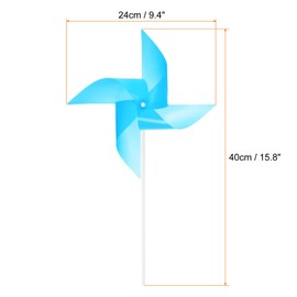 sourcing map 25pcs Windmills for the Yard Garden 15.7" x 9.1" 4 Leaves Pinwheels Wind Mills Spinners Windproof Waterproof Bird Devices with Stakes for Patio Decor, Light Blue