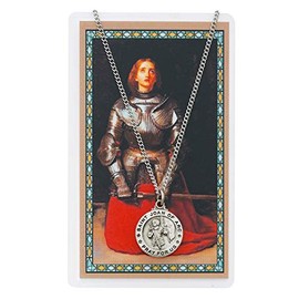 Saint Joan of Arc Pewter Medal Pendant with Prayer Card
