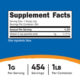 Nutricost Pure Ascorbic Acid Powder (Vitamin C) 1LB