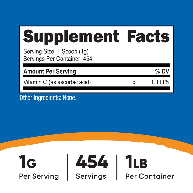 Nutricost Pure Ascorbic Acid Powder (Vitamin C) 1LB