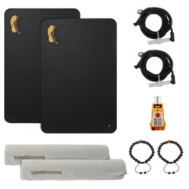 LandKissing® Grounding Mats 24"x16" (2 Pack) for Grounding Therapy, Grounding Mat Kit for Improved Sleep, Lower Anxiety, Inflammation,Benefit Grouding Kit with Adapter Splitter, Grounding Tester