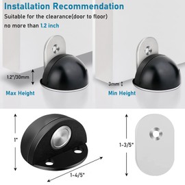 Magnetic Door Stoppers(8 Pack), No Drill Door Stops Magnetic Floor Mount Door Stopper, Self Adhesive, Stainless Steel Magnet Door Stop Wall Protector Door Catch Holder Keep Door Open, Black