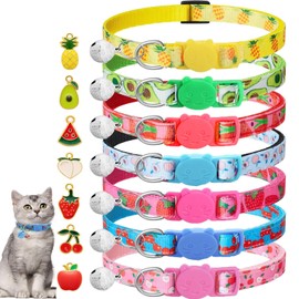 Cat Collars,7 Pack Cat Collar with Bells,Safety Breakaway Cat Collars Adjustable 7.5-12.5 Inch,Fruit Style Kitten Collar for Cute Pet Cats Puppy and Dog,Pet Supplies,Accessories,Gifts