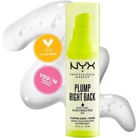 NYX Professional Makeup, Primer de maquillaje + Serum Plump Right Back, 30ml. Prebase hidratante que tonifica y revitaliza la piel, infusionada con electrolitos y ácido hialurónico, extiende hasta 24H la duración de tu maquillaje, base agua
