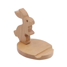 MOSSTYUS Cute Rabbit Cell Phone Stand Wooden Phone Stand Animal Universal Cell Phone Holder Desktop for All Mobile Smart Phone