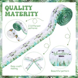 Cheerupp 4 Rolls Adventure Theme Ribbons, 20 Yards Craft Ribbons for Wreath Hair Bow Wrapping Gifts, Let the Adventure Begin Grosgrain Ribbons Gender Reveal Birthday Wedding Party Accessory Decoration