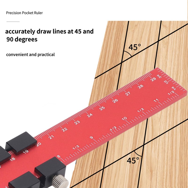 300mm Woodworking Scribing Ruler Aluminum Alloy Woodworking Pocket Slide Stop