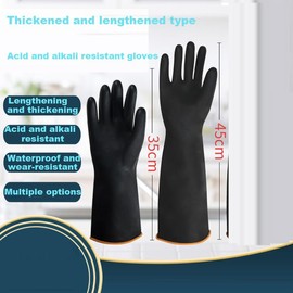 HONYITO acid and alkali resistant industrial gloves chemical corrosion chemical waterproof labor protection rubber gloves (Long)
