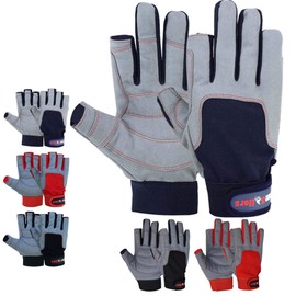 MRX BOXING & FITNESS Sailing Gloves with Cut only Thumb and Index Finger and Grip for Men and Women, Great for Kayaking, Workouts and More Blue/Grey Small