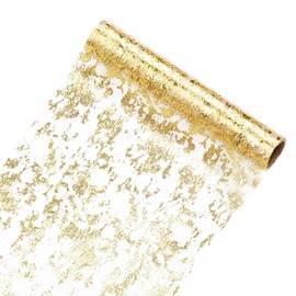 1 Piece Golden Tablecloth, Shiny Tablecloth, Gold Foil Table Runner, Golden Party Tablecloth, Golden Table Decoration, Wedding Decoration (28 cm x 10 m)