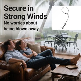 Deck Tie Down Anchor Pegs for Outdoor Furniture with Carabiners - Marine Grade Stainless Steel Easy Tool-Free Installation, Secures Chairs, Tables, Grills, Kayaks on Decks or Docks (1, Black)