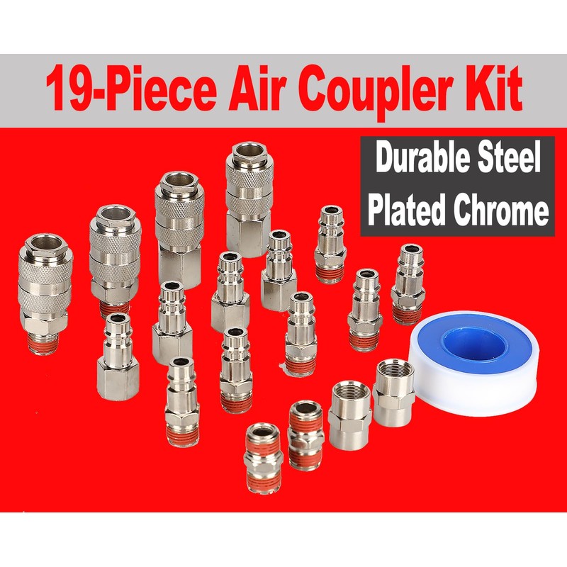 EADUTY Professional Air Compressor Quick Connect Fittings Set, Metal Pneumatic