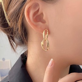 Inateannal Punk Gold Geometry Hoop Drop Earrings Geometry Paperclip Circle Earrings Metal Dangle Earrings Geometry Studs Earrings Jewelry for Women and Girls