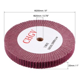 sourcing map 200mm x 25mm 320 Grit Non-Woven Polishing Burnishing Wheel Abrasive Cloth Nylon Wire Drawing Flap Wheel for Stainless Steel Metal Red