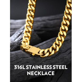 Bandmax Gold Cuban Chain Necklace for Men Women 12MM Wide Big Heavy Metal Link Chain 22 Inches Cubanas Cadenas Hombres
