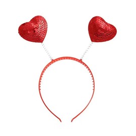 Soochat Valentine's Day Heart Headband Red Sequin Heart Love-Shaped Head Boppers for Party Hair Accessories Photo Props