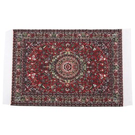 SPYMINNPOO Miniature Rug, 1:12 Dollhouse Woven Rug, Miniature Carpet, Dollhouse Decoration, Children's Accessories (Red Satin) Children's Toy, Dollhouse