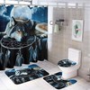 4PCS/Set Mystical Wolf Dreamcatcher Moon Mountain Shower Curtain 72W X