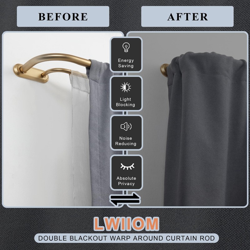 Lwiiom Double Curtain Rod for Windows 84 to 134 Inch,Adjustable