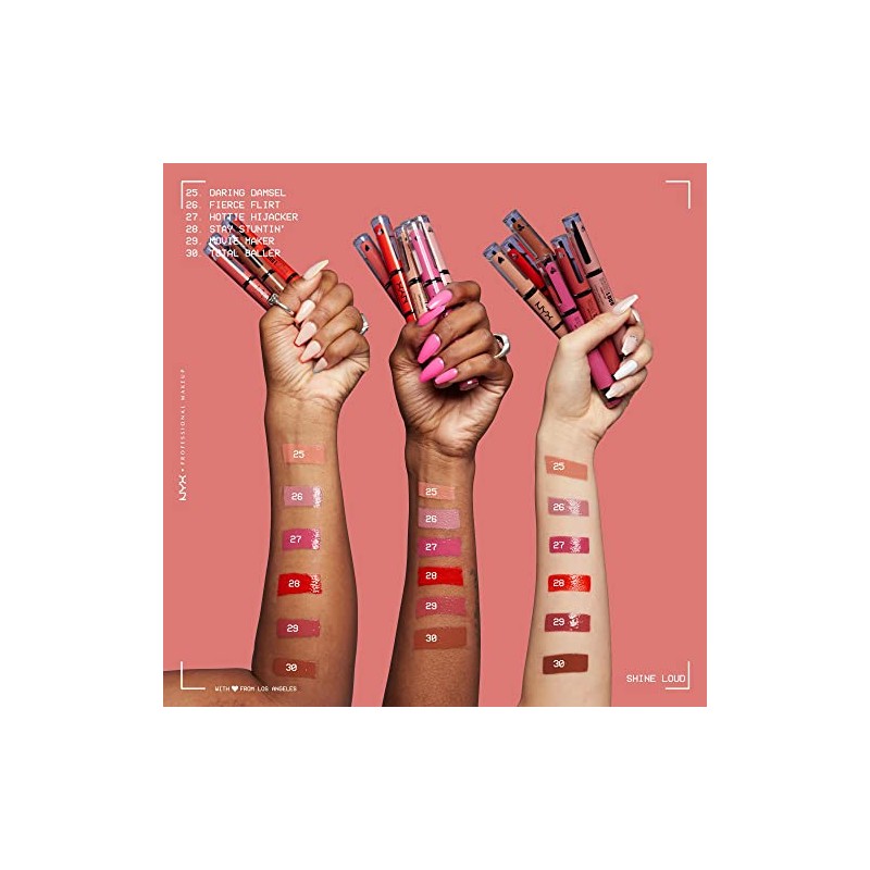 NYX Professional Makeup, Shine Loud, Labial Líquido Larga Duración, Daring