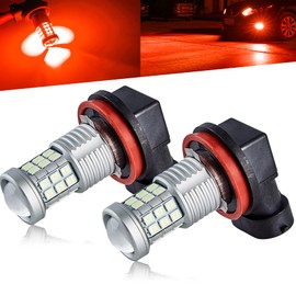 KISLED Super Bright 3000lm H8 H11 LED Fog Lights Bulbs DRL High Power 3030 Chips with Projector Lens Replacement for Cars Trucks, Red