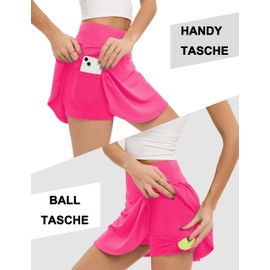 Timuspo Women's Pleated Tennis Skirt with Bottoms, High Waist Athletic Skorts with Pockets, Perfect for Summer Sports, Hiking, Running, pink