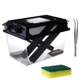 SORWATEE Reptile Cricket Keeper, Transparency Cricket Pen with Tubes, Insect Keeper with Water & Food Bowls for Bearded Dragon Gecko Lizards Chameleon Snake