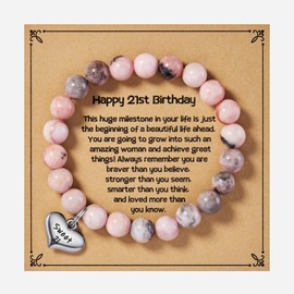 Sweet 21st Birthday Bracelet Gifts for Teenager, Turning 21 Year Old Bday Present for Grow Up, Unique 21st Milestone Birthday for Her, Happy Birthday Bracelet for Women Age 21 Birthday Gift Idea