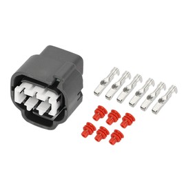 Partuto 6 Pin Headlight Waterproof Plug - Car Female Wire Connector - for Toyota Plastic Dark Grey - 1 Set