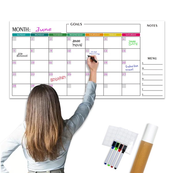 Large Dry Erase Wall Calendar - Undated, 3-Month Landscape Calendar,