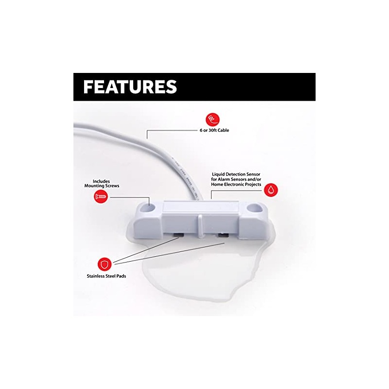Floor Water Sensor for Flood and Leak Detection (30 ft)